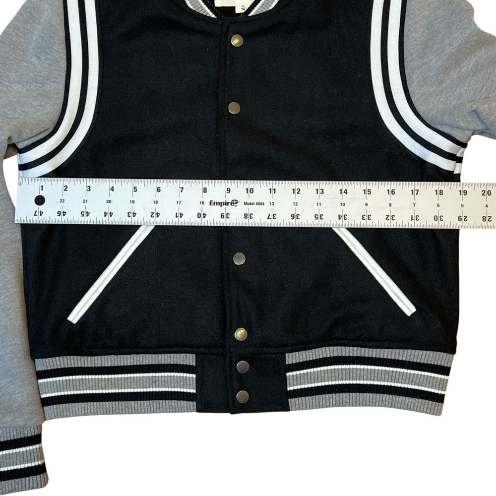 Aeropostale Varsity Snap Front Jacket Women's Black Gray Size M Preppy Academia - Picture 8 of 8